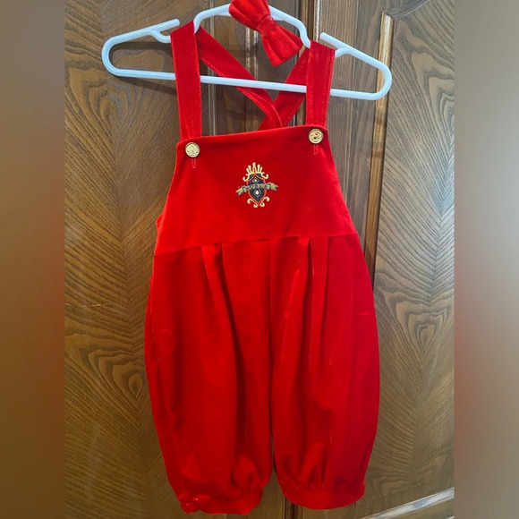 Vintage Velvet Longalls & Bow Tie - Picture 1 of 8